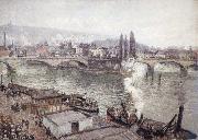 Camille Pissarro The Stone Bridge in Rouen,dull weather oil painting on canvas